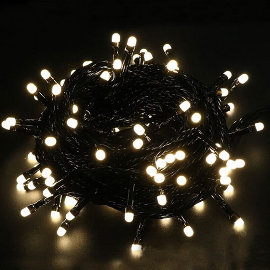 10m Boncuk Lamba Gün Işığı 8 Fonksiyon 100 Led Fişli Uzatma Kablolu siyah kablo