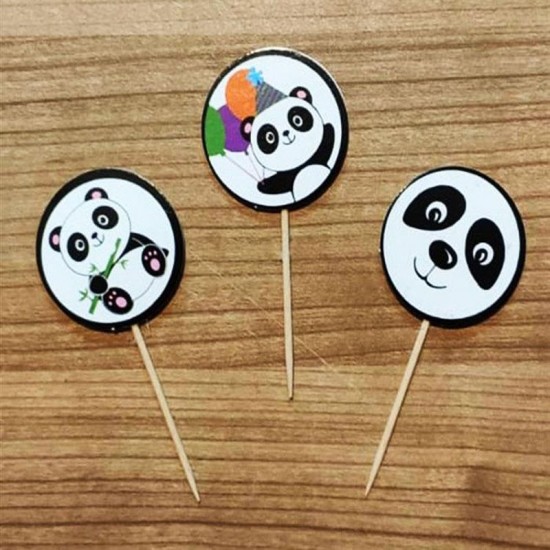 Sevimli Panda Temalı Parti Kürdan Süsü 20 Adet