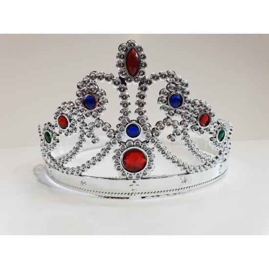 Gümüş Renk Plastik Prenses Tacı Kraliçe Tacı 60 cm