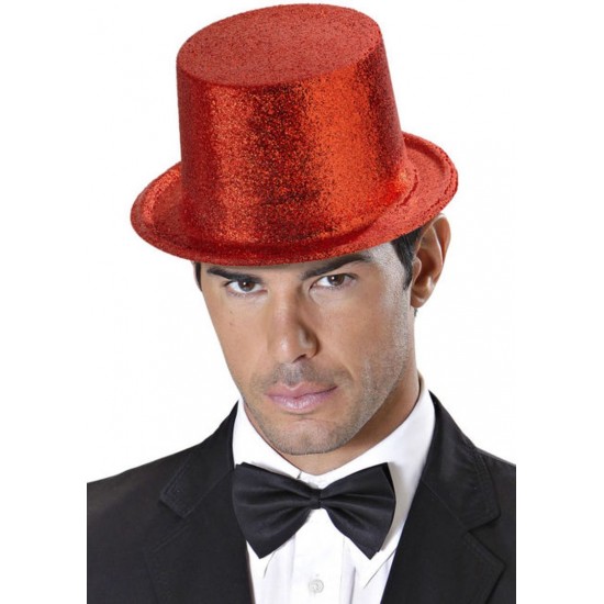 Kırmızı Renk Uzun Plastik Simli Parti Şapkası